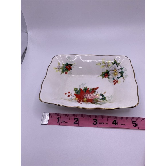 Royal Albert Poinsettia Sweet Meat Nut Dish Bone China England - Picture 6 of 7
